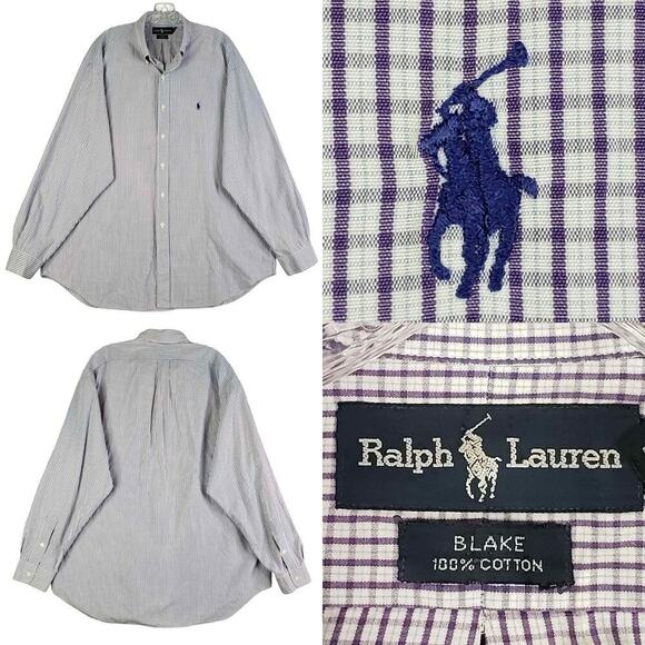 Polo Ralph Lauren Other - Polo Ralph Lauren Shirt Oxford Button Down Purple Plaid LS Size XL
